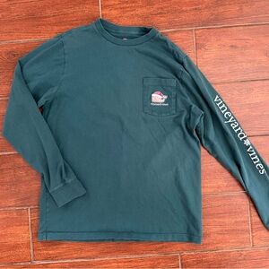 Vineyard Vines Teal Long Sleeve Christmas Shirt